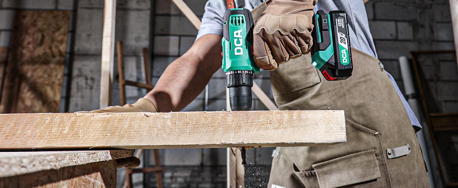 【5-year warranty】DCA 20V Cordless Drill 25-Piece Set, 28 ft・lb Torque, 3/8" Keyless Chuck, 2.0Ah Battery & Charger, 18+1 Clutch Settings, Ideal for Home DIY, Furniture Assembly, Plumbing, Light Drilling & Demolition 【5-year warranty】DCA 20V Cordless Drill 25-Piece Set, 28 ft・lb Torque, 3/8" Keyless Chuck, 2.0Ah Battery & Charger, 18+1 Clutch Settings, Ideal for Home DIY, Furniture Assembly, Plumbing, Light Drilling & Demolition