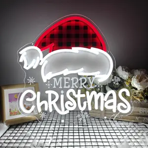 Merry Christmas Neon Sign, USB Powered Neon Signs for Holiday Bedroom Living Room Party Wall Decor Christmas Gifts