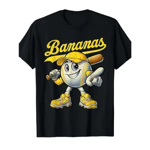 Men's banana baseball mascot Graphic T-Shirt - Short Sleeve Crew Neck Regular Fit Casual Wear | Soft & Breathable Fabric, Durable Print, Everyday Comfort, Machine Washable, cartoon casual wear, weekend outfit