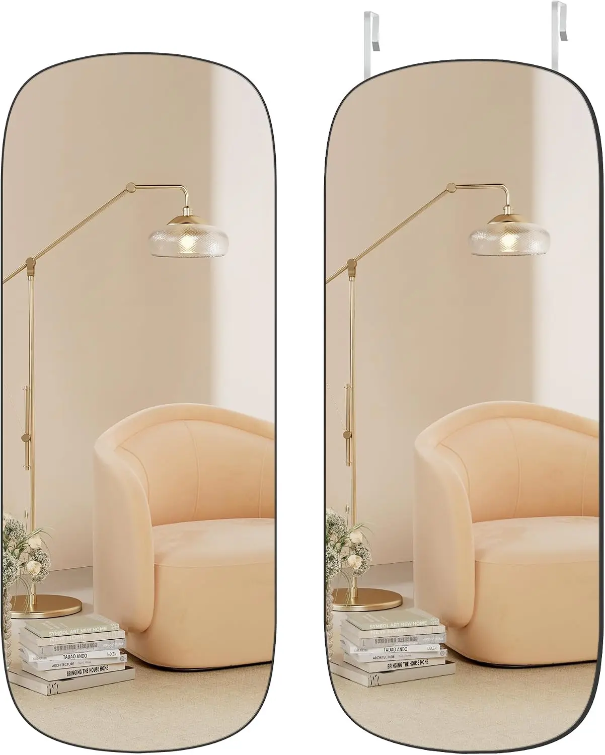 SONGMICS Full-Length Mirror, Wall/Door Mounted, 47.2 x 18.5 Inches Wall/Door Mounted Full Body Mirror