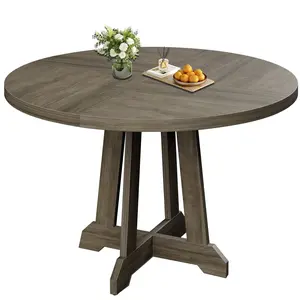 Garvee Round Dining Table for 4,Kitchen Dining Room Circle Dinner Pedestal Table,Space Saving Wood Kitchen & Dining Room Furniture,47-inch Diameter