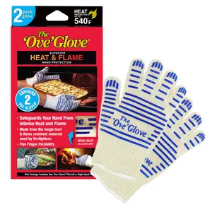 The 'Ove' Glove - Superior Heat & Flame Hand Protection - 2 Pack Gloves with Non-Slip Feature and Heat Resistant Material