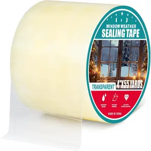 1Pack Window Weather Sealing Tape, 4in x 55y,Clear Window Insulation Tape for Doors Windows and Shower Glass Gaps,?,No