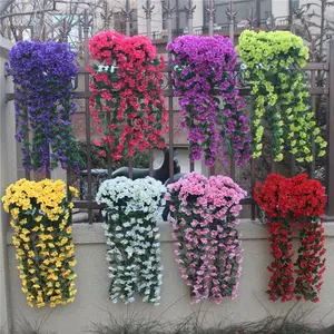 Artificial Hanging Flower Plant, Faux Hanging Flower Plant, Decorative Flowers for Outdoor Home Planters, Porch Terraces, Outdoor Fake Flowers