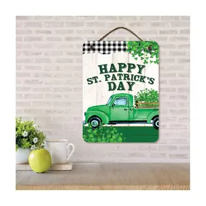 Courtside Market St Patty's Day Green Truck 12x16 Hanging Sign
