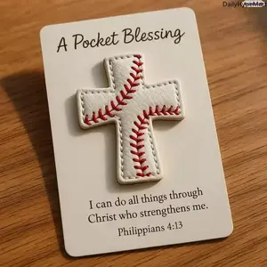 Baseball Cross Pocket Token Set, Christian Faith Prayer Gift