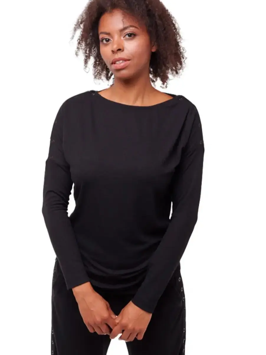 SPARKIES Poly/ Lycra/ Viscose Maude Multifunction Lesiure Adaptive Top Black
