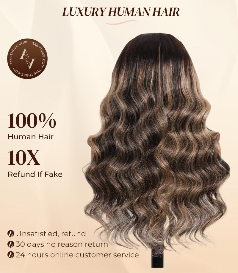 Arabella Ear to Ear 13x6 Three-Go Platinum Blonde Balayage Highlights Glueless Wig Loose Body Wave With Drawstring 100% Human Hair Beginner-friendly SpringStatements