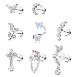 8 pieces of 316L titanium steel gold-plated micro inlaid zirconium ear studs, suitable for teenagers and teenagers - perforated jewelry, suitable for daily wear and gifting