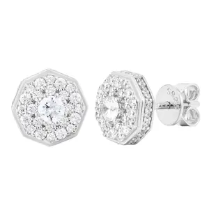 【#E614】Octagonal Earring UCCIYO Lab-Created Moissanite Earrings For Women S925 Sterling Silver Stud Earring Men Hip Hop Jewelry Couple Gift