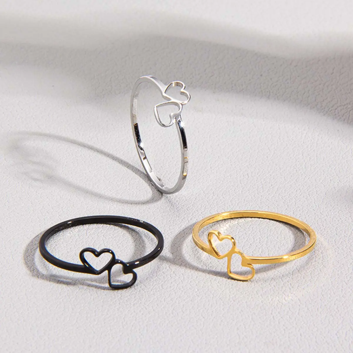 Unisex Couple Ring Set, Simple Creative Artificial Gemstone Jewelry with Matching Cutout Design, Valentine's Day Gift, Sizes 7-12, Creative Jewelry, Gemstone Ring, Adults, Yes, 3 Years, Valentine’s Gift, Couple's Ring