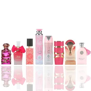 Habik woman + Bint hooran Rose Passion + Ajwad Pink to Pink + Yara air freshener + Yara deodorant + Yara Candy + La Charmante Éclatant + Delilah pour femme ---- 8-piece bundle
