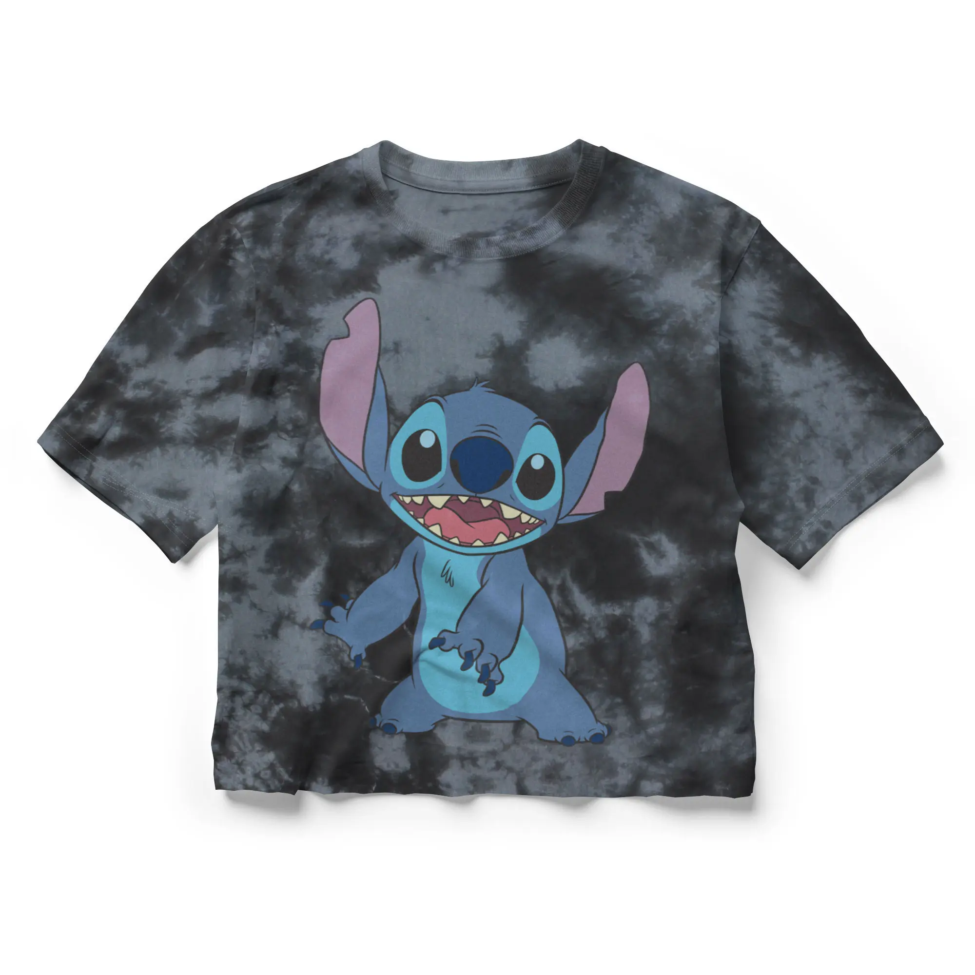 Disney Junior's Short-Sleeve Lilo & Stitch Happy to See Me Crop Top T-Shirt, Graphic Tee Shirts