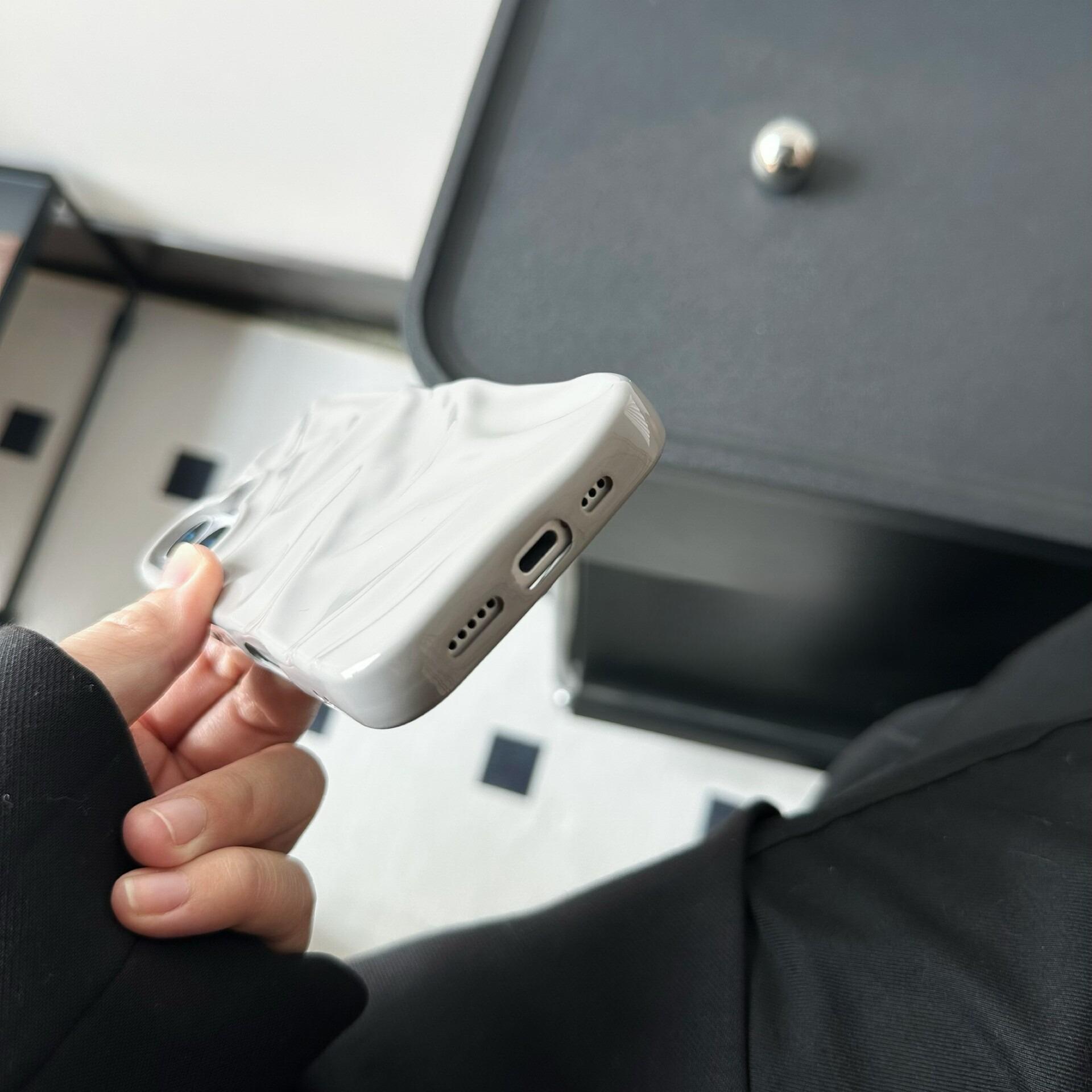 (Case & Nova.) 3D Wavy Ripple Glossy Phone Case, Compatible with iPhone 17 Pro Max, 16, 15, 14, 13, Luxury Shockproof Protective Cover junk