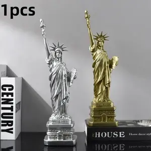 Resin Statue of Liberty Figurine, Elegance, Silver Color Modern Design, Perfect for Home Office Decor, Ideal Gift for Independence Day