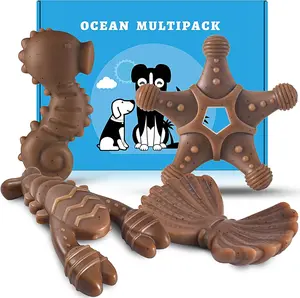 Toys for Aggressive Chewers, 4 Pack Indestructible  Toys with Tough Nylon,    for Dogs of  Breed Sizes