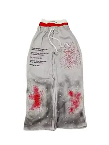 Men Street Stain Staining Hip Hop Fashion Double Waist Pants High waisted Jogger Drawstring Sweatpants Y2K Loose Cargo Trousers