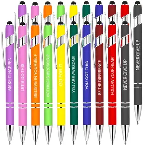 20 Pcs Inspirational Ballpoint Pens, Motivational Ballpoint Pen with Stylus Tip Funny Ink Pens Bulk Inspirational Gifts for Women Men Teacher Coworkers Nurse Office Supplies Black Ink Smooth Writing