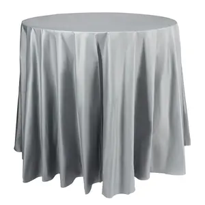 Silver Round Disposable Plastic Tablecloths (84")