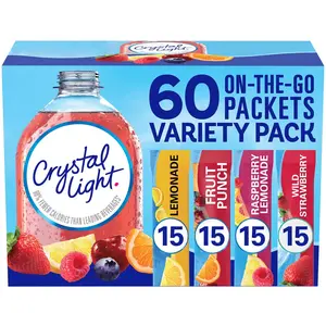 Crystal Light Lemonade Fruit Punch Powdered Drink Mix Variety Pack 60 ct