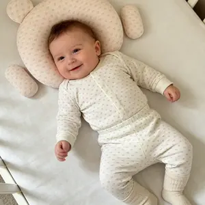 Newborn Baby Pillow Cartoon Bear Shape Breathable Correction Pillow for Infants 0-12 Months, Comfortable U-Shaped Anti-Colic Pillow