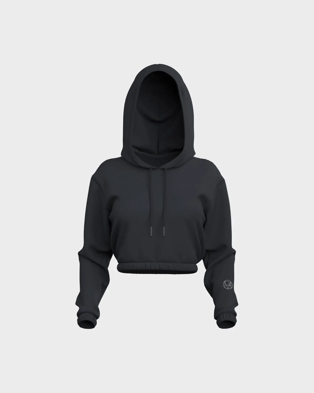 Womens Drop Shoulder Pullover Crop Hoodie - Black