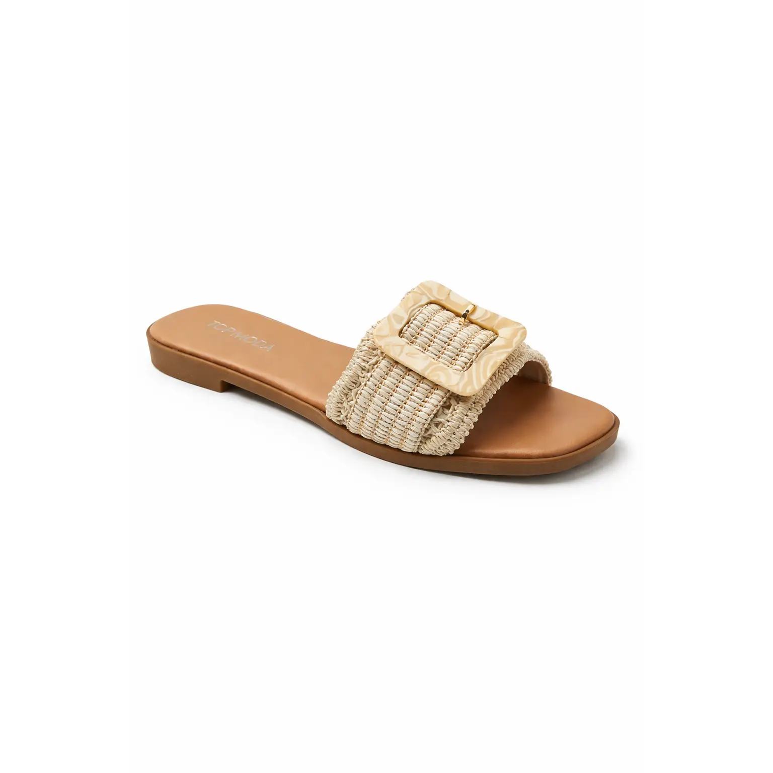 Women's Minimalist Slide Sandals, Soft Strap Design with a Lightweight Cushioned Footbed, Casual Ivory Flat Shoe for Summer, Footwear