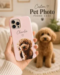 Custom Pet Photo Phone Case, Personalized Dog Iphone Case, Custom Cat Picture Cover, Pet Memorial Gift For Dog Lovers