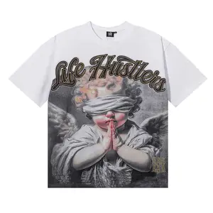 Masked Angel Shooting Arrows Diamond Cotton Short Sleeve Tshirts For Men Women Crew Neck Loose Oversized Summer T Shirt Life Hustlers Praying Angel Baby Graphic Hotfix Rhinestone High Quality Cotton Streetwear Trendy Top