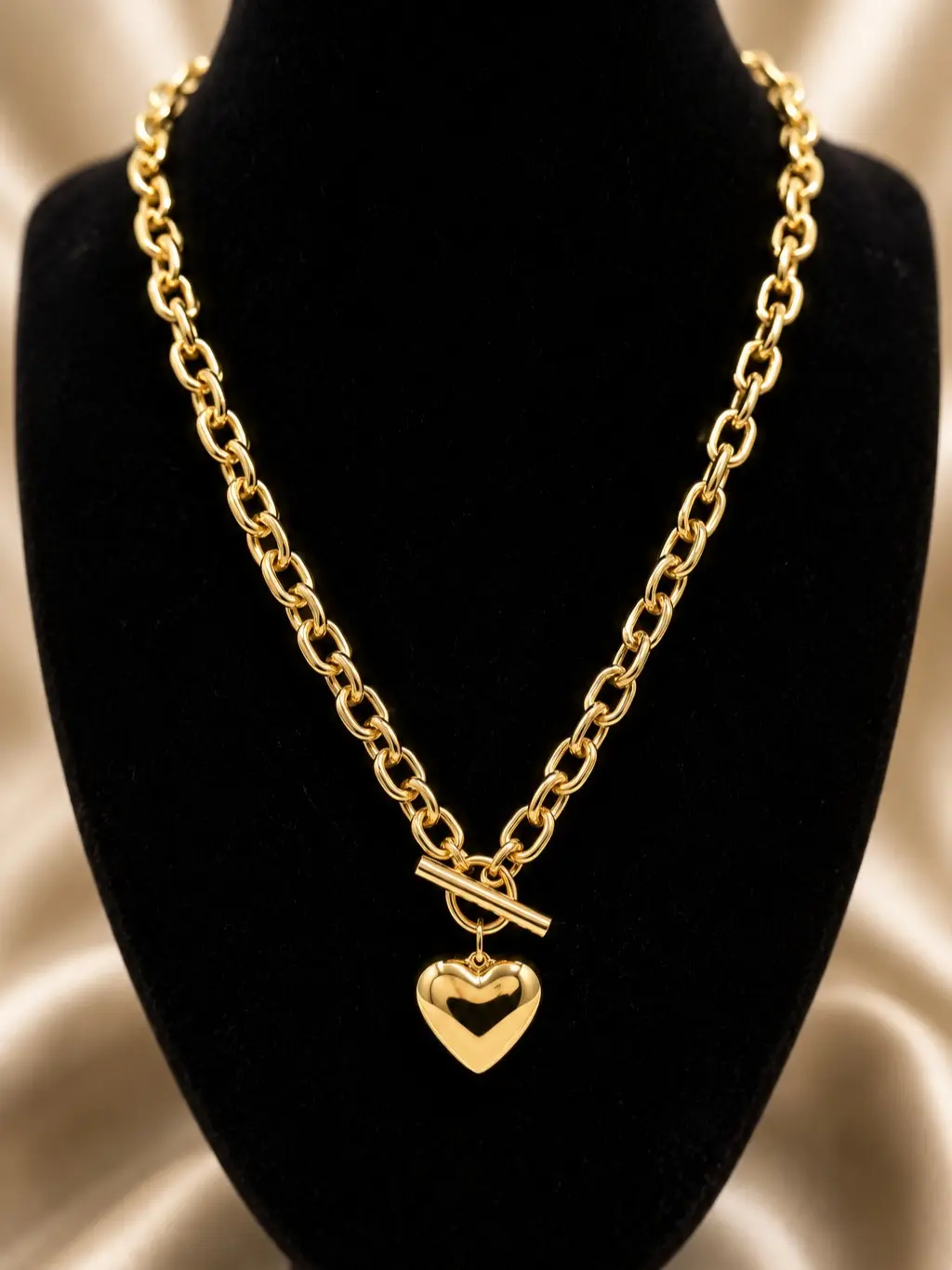18K Gold Plated Heart Toggle Necklace