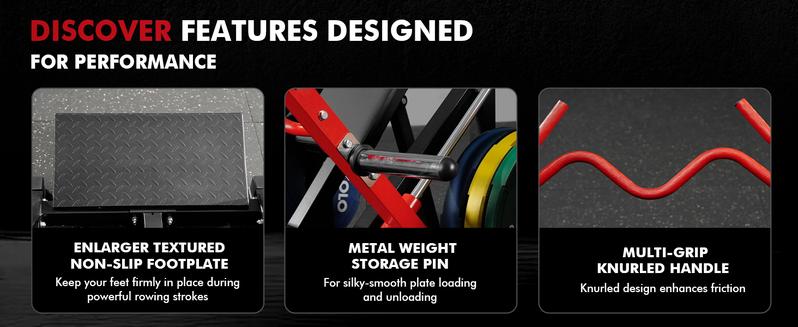 MIKOLO Linear Row Machine for Home Gym Plate-Loaded Smith Row Linear Bearing Back Workout Equipment Compact Size & Multi-Grip Knurled HandleMIKOLO