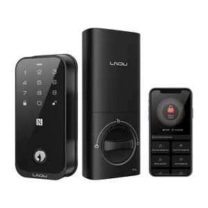 HK01 Keyless Smart Lock, Alexa & Google Control, Bluetooth Pairing, Type-C Backup, IP54 Rated, 8 AA Power, Fits 35-55mm Doors, 60/70 Latch, 38/54 Holes, Home Security Lock