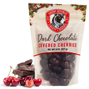 Dark Chocolate Covered Cherries 8oz, Michigan Montmorency Tart Cherries with 60% Cocoa