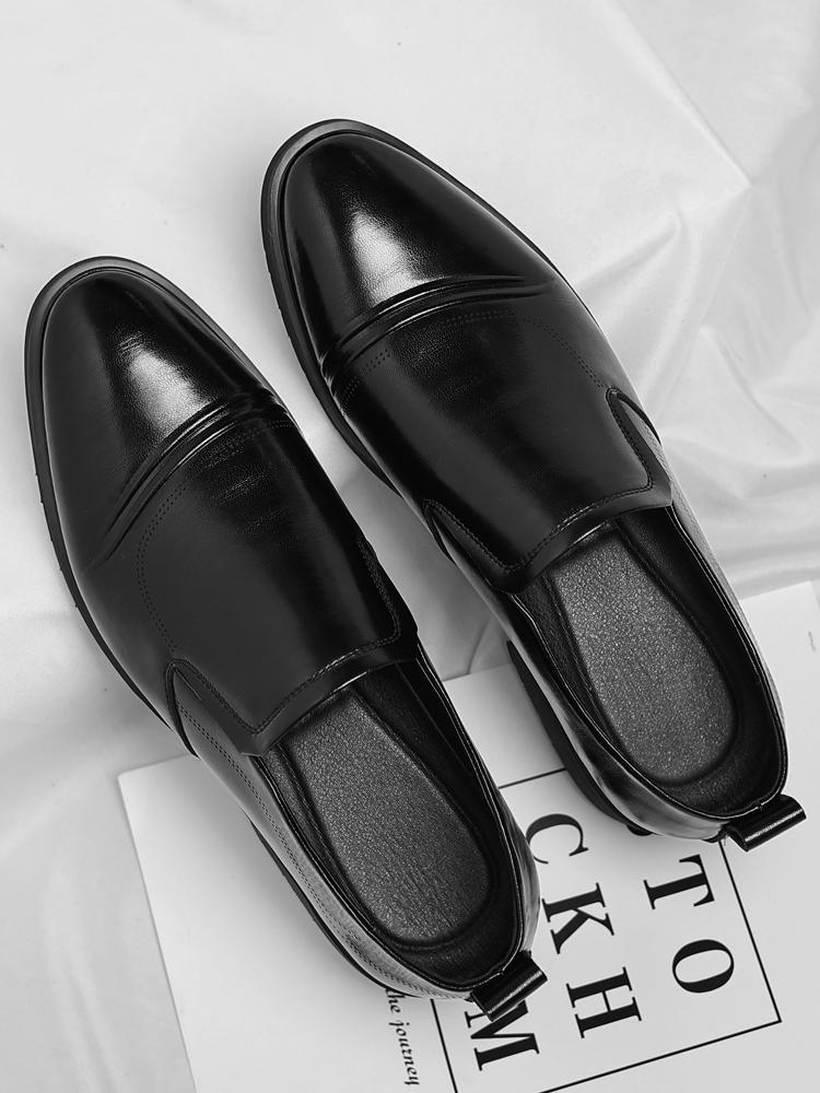 Men’s Classic Faux Leather Slip-On Ankle Dress Loafers - Business Formal Office Footwear with Rubber Sole, Wedge Design, Father’s Day Gift Option, US 10.5 (CN 45, 27.5cm Length)