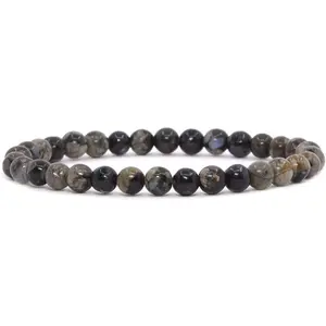 Angelstones Natural Llanite Gemstone 6mm Round Beads Stretch Bracelet 6.5" Unisex