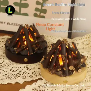 Campfire Ambiance Decorative Light Solid wood branches bonfire night light USB charging warm light ambient light white noise desktop ornament gift for friends