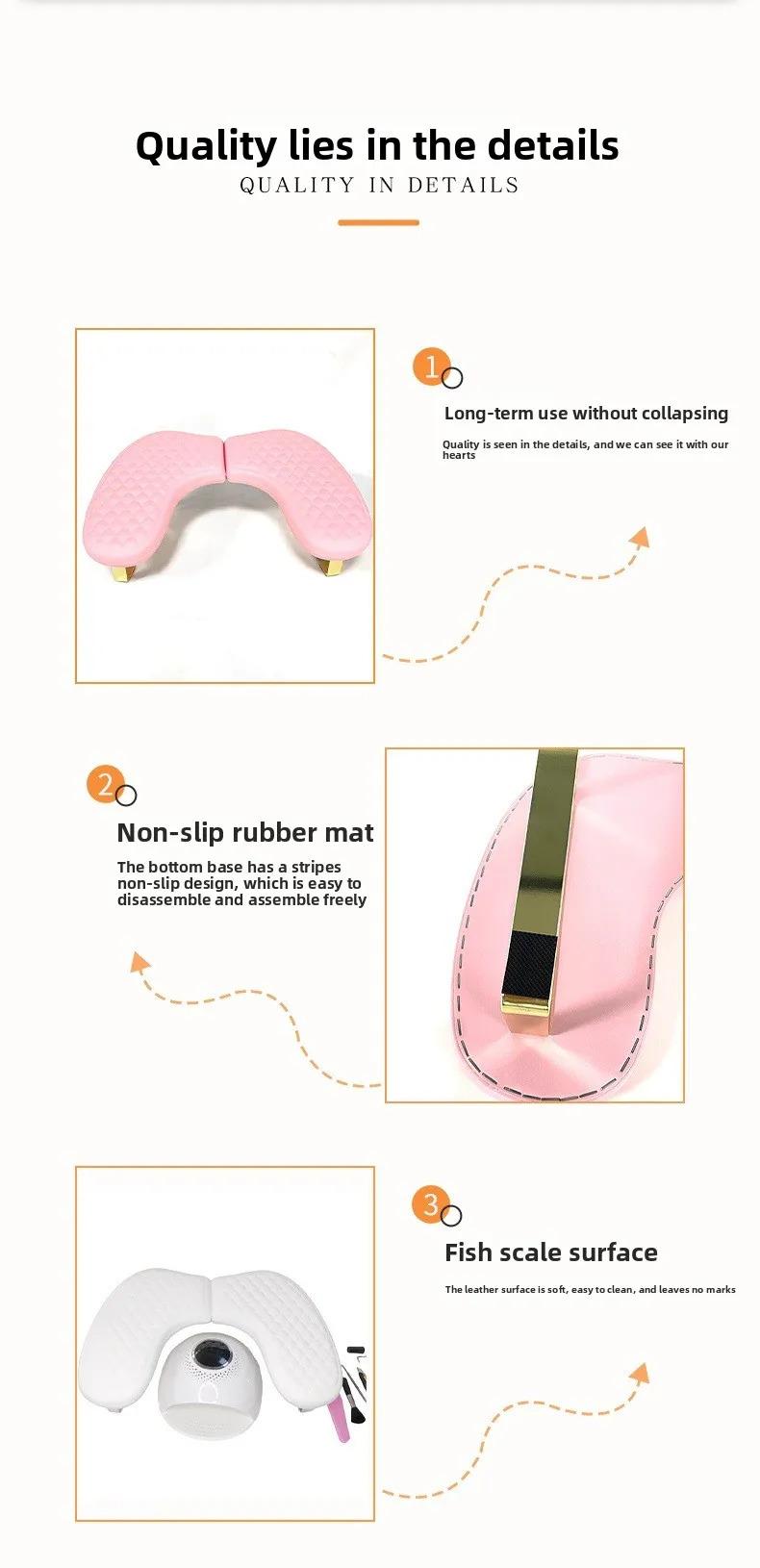 Pink Nail Art Hand Pillow Russian Style U-shaped High-end Foldable Comfortable Quilted Diamond Pattern Hand Pillow Cushion Nail