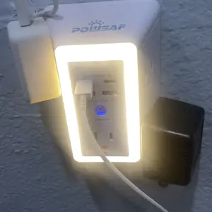 Multi Plug Outlet Surge Protector - POWSAF 5 Outlet Extender with 4 USB Ports(2 USB-C Fast Ports) and Night Light, 3-Sided Power Strip with Adapter Spaced Outlets - ETL Multiple Sockets