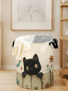 Cat Print Laundry Basket with Handles, Durable Washable Collapsible Storage Bin for Toys and Clothes, Clothes Baskets, Large Capacity Home Organizer