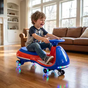 12V Kids Ride On Wiggler Car, Electric Pedal Twist Car for Toddlers with Bluetooth Music, LED Lights, Wide Auxiliary Wheels Triangle Stability Car Ages 3 to 8,wiggler ideon car
