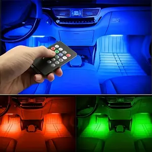 12V Car Atmosphere Light, Wireless Remote RGB Foot Lamp, Interior Car Lights, 48 LED, APP Color Adjustment, Music Sync, Suitable for Cars Suv RV Trucks