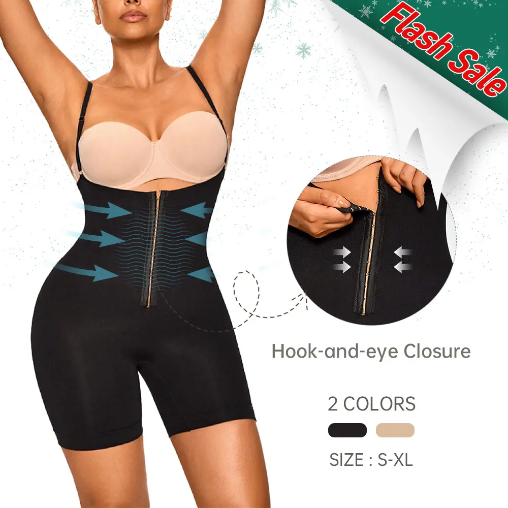 VVL Christmas Holiday Haul High Waist Shapewear Shorts with Hook and Eye Closure - Featuring Adjustable Comfort Tummy Control Fajas Womenswear