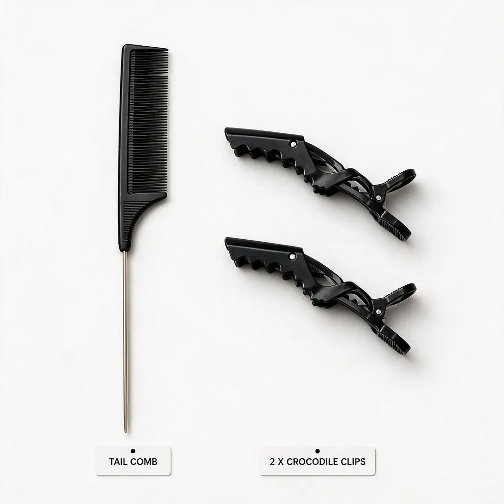 1 Pack Professional Carbon Steel Tail Combs Heat Resistant with Metal Pick, Anti Static Black Styling Tail Hair Comb Fine Teeth, Metal Pintail Teasing Comb Brush