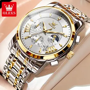 OLEVS Men's Watch Chronograph Business Dress Quartz Stainless Steel Water Resistant Luminous Date Wristwatch