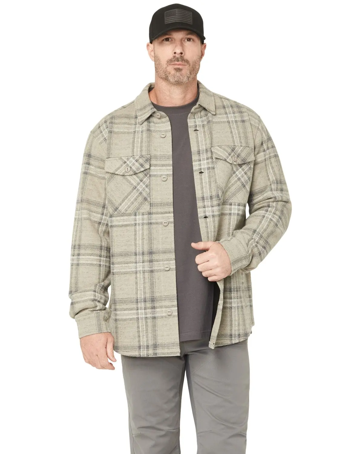 Hawx Men's Men'S Gritstone Plaid Print Button-Down Shirt Jacket - Hxfa25o9-Tan