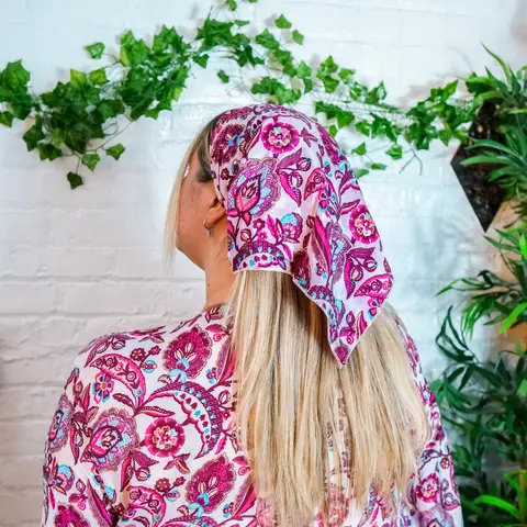 Plant-Viscose Boho Print Square Headscarf - Women's Head Wrap Turban, Bandana, Floral Hair Accessory, Dog Scarf, Gift For Her with Daily Elegance