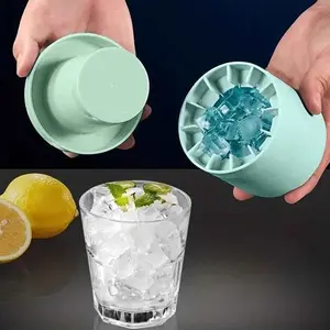 Silicone Ice Cube Mold Cup, Durable Round Shape Ice Maker with Lid, Holds About 40 Pieces 1.3cm Cubes, Kitchen Tool, Home Bar Beverage Accessory