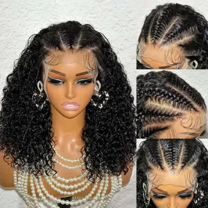 YMSGIRL Knotless Braided Wig Short Bob 13x4 Lace Front Box Braids Style Synthetic Baby Hair Natural Look Soft Comfortable Easy To Wear