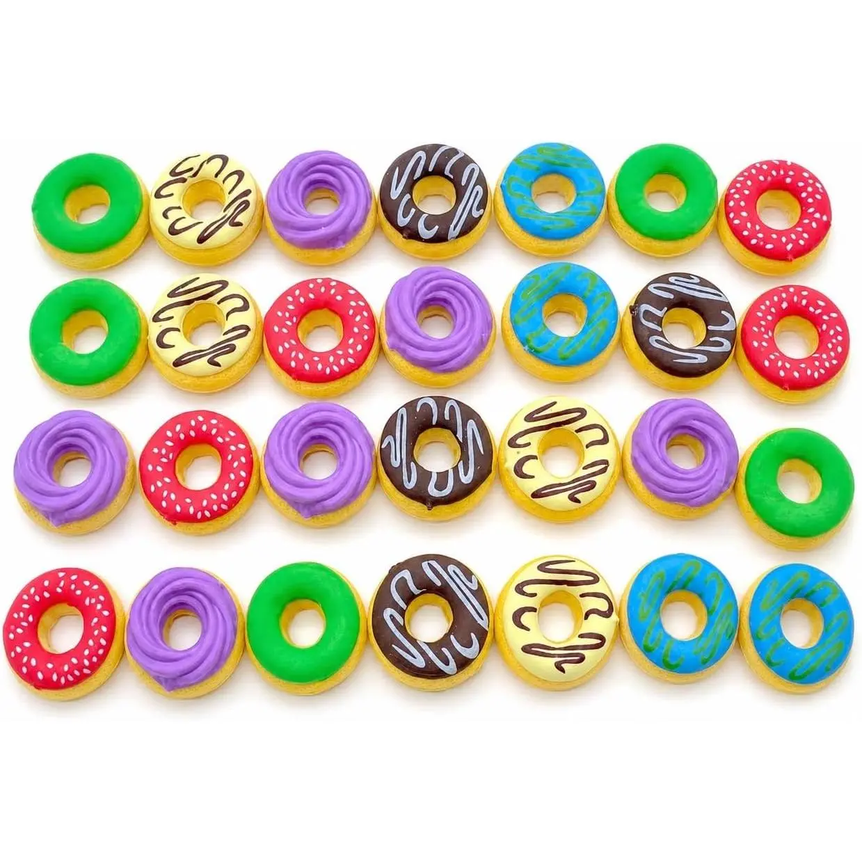 24 Piece Donuts Erasers Donuts Pencil Erasers 3D Cute Fun Food Erasers for Party Favors Daily Prizes Gift Filling Stocking Fillers Easter Egg Stuffers