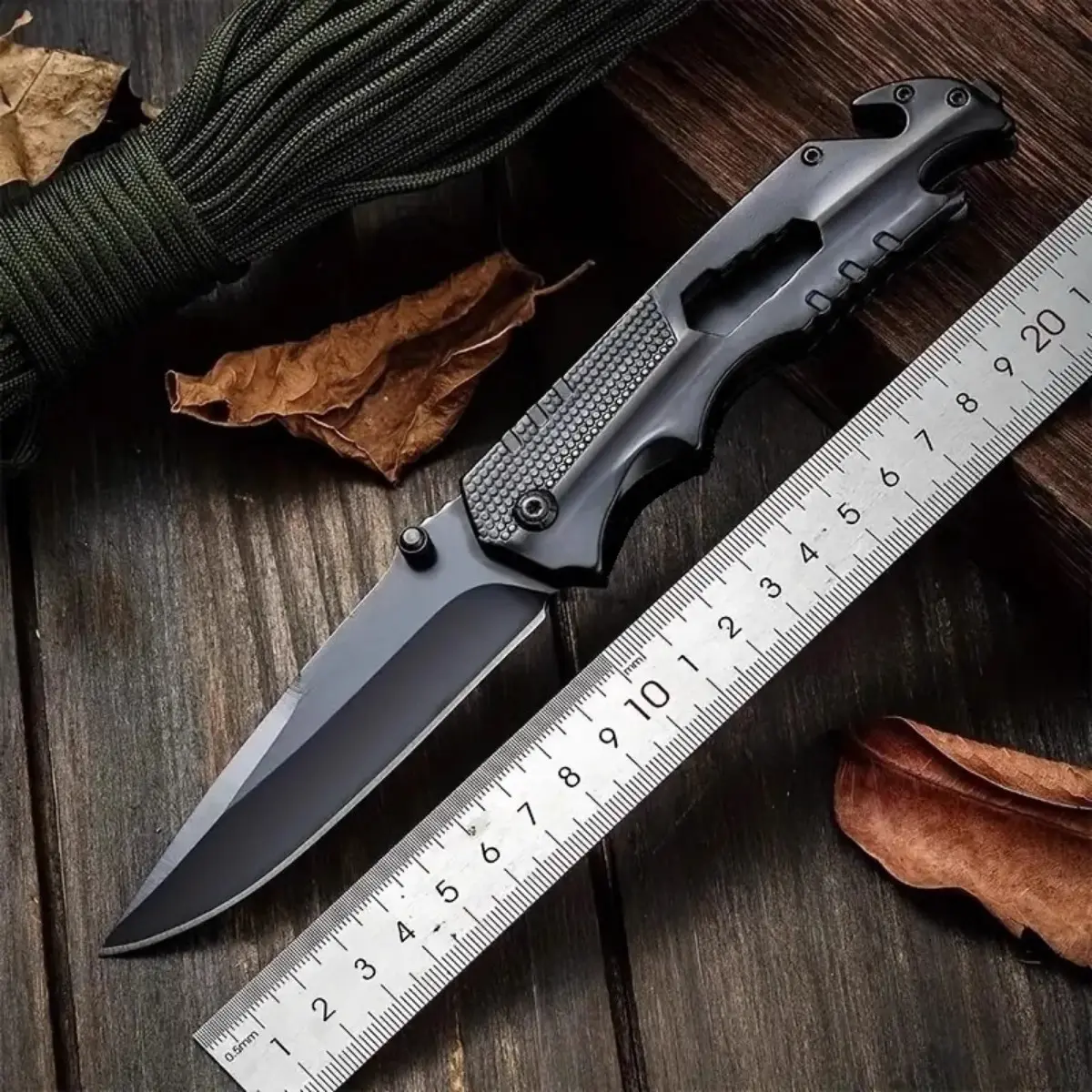 Stainless Steel Folding Knife: Featuring a solid, one-piece all-steel construction, this high-hardness blade offers exceptional sharpness. A versatile, portable survival knife ideal for outdoor use and self-defense—perfect as a fruit knife or a great camp